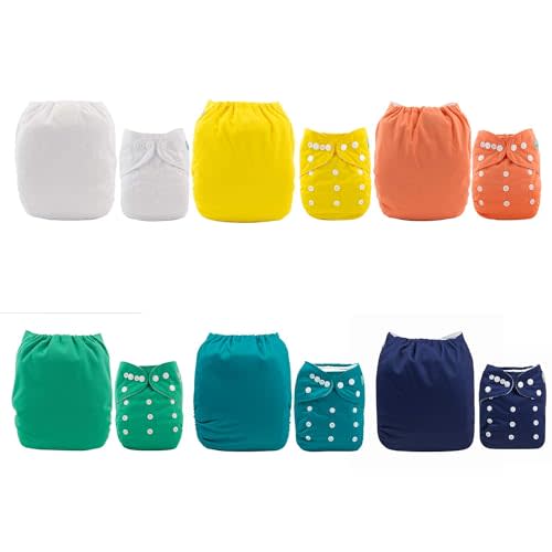 ALVABABY Baby Cloth Diaper 6 Pack with 12 Inserts One Size Cloth Diaper Covers Adjustable Washable Reusable for Baby Girls and Boys