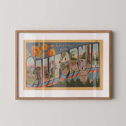 California Print, Greetings from California, Retro California Decor, Vintage California, Retro Wall Art, Vintage Decor, California Poster