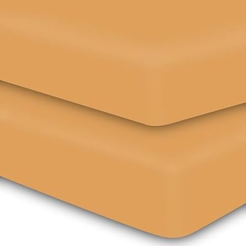 MOONQUEEN 2-Pack Baby Fitted Crib Sheets - Soft Breathable Microfiber Toddler Nursery Sheet Set for Boys and Girls, Fits Standard Size Crib Mattress 28 x 52 x 8in, orangey