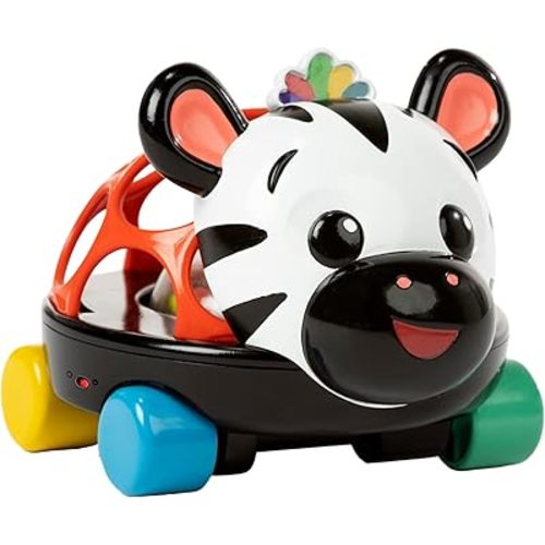 Baby Einstein Curious Car Zen Oball Toy Car & Rattle, Light Up, Ages 3 Months+, Zen The Zebra