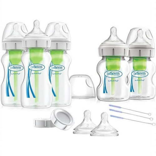 Dr. Brown's Anti-Colic Plastic Baby Bottle Options+ Newborn Wide-Neck Set