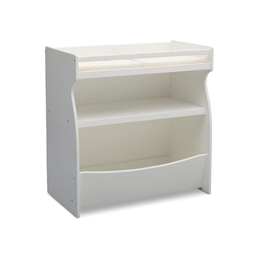Delta Children 2-in-1 Changing Table and Storage Unit with Changing Pad, Bianca White