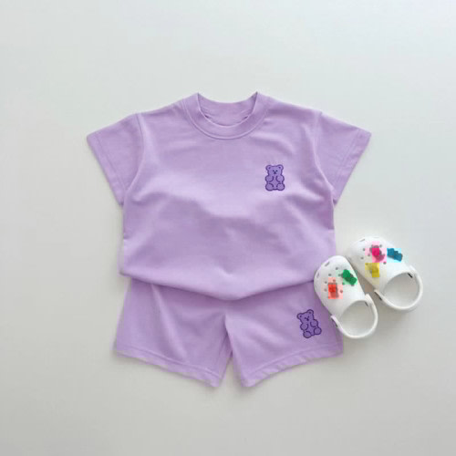 Blue or Green Baby Toddler Gummy Bear Tee and Shorts Set