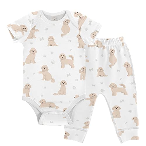 vvfelixl Baby Pants Sets Black Dachshund Long Haired Short Sleeve Baby Clothes for Boys Girls 0-24M