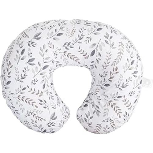Boppy Nursing Pillow Original Support, Gray Taupe Leaves, Ergonomic Nursing Essentials for Bottle and Breastfeeding, Firm Fiber Fill, with Removable Nursing Pillow Cover, Machine Washable
