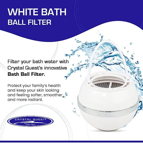 Crystal Quest White Bath Ball Water Filter – Reduces Contaminants for Softer, Smoother Skin - BPA Free