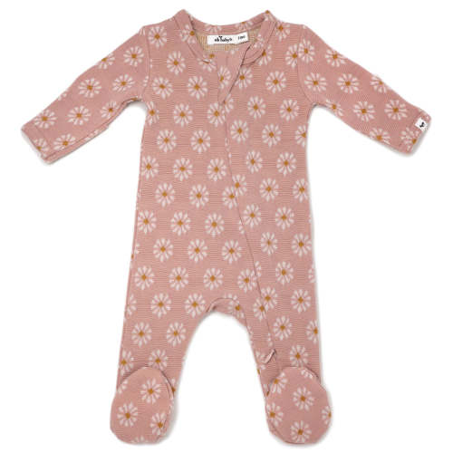 oh baby! Starburst Double Knit Zipper Footie - Blush