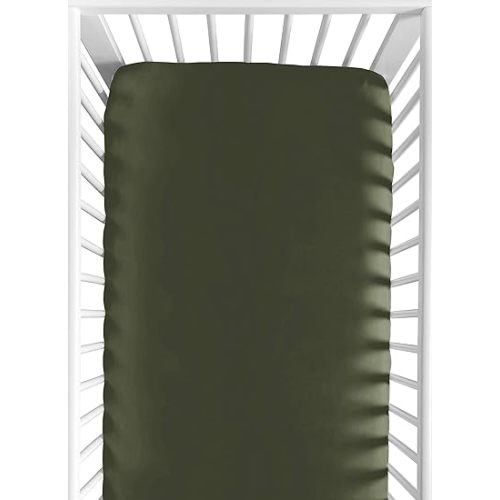 Sweet Jojo Designs Solid Dark Green Baby or Toddler Fitted Crib Sheet for Woodland Camo Collection