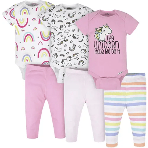 Onesies Brand Unisex-Baby 3 Onesies 3 Pants Outfit Bundle Mix N Match Newborn to 12m