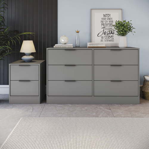 Kappesberg Fresno Gray Dresser and Nightstand Set – 2-Piece, 47.2"W