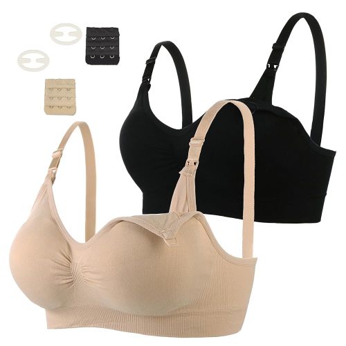 2 Pack Nursing Bras for Breastfeeding Maternity Bra Breastfeeding Wirefree Seamless Pregnancy Bralette for Womens