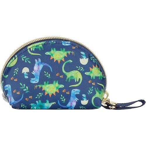 Itzy Ritzy Everything Storage Pouch; Small Zipper Pouch Holds 2 Pacifiers; Snap Handle Attaches to Diaper Bag, Stroller or Purse; Holds Earbuds, Chargers, Change or Disposable Bags (Dinosaur)