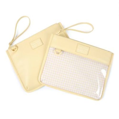 2pk Fulton Bag Co. Leatherette Snack Pouches - Pastel Yellow Gingham