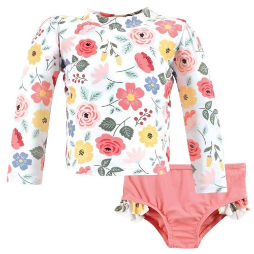 Hudson Baby Girls Swim Rashguard Set, Modern Botanical, 9-12 Months
