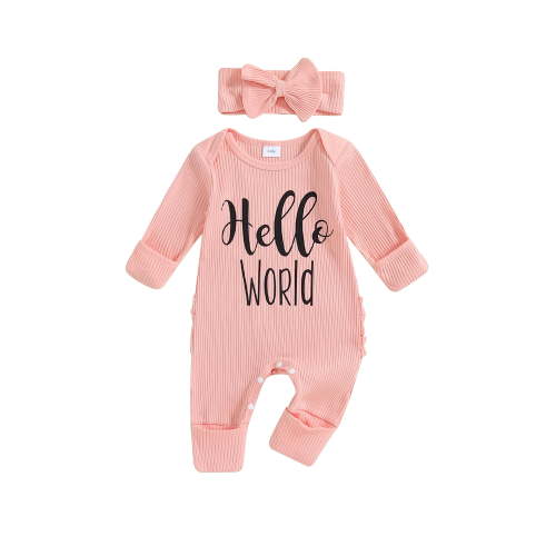 Qtinghua Baby Girl Clothes Newborn Little Sister/Hello World Outfit Long Sleeve Romper Jumpsuit Preemie Baby Girl Clothes