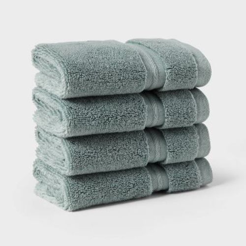 4pk Spa Plush Washcloth Set Sage Green - Threshold™