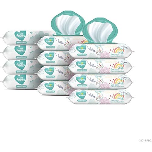 Baby Wipes, Pampers Sensitive Water Based Baby Diaper Wipes, Hypoallergenic and Unscented, 8 Pop-Top Packs with 4 Refill Packs for Dispenser Tub, 864 Total Wipes (Packaging May Vary) - 12x (8x Pop-Top Packs + 4x Refill Packs)