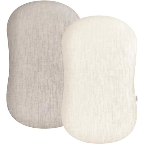 Muslin Baby Lounger Cover 2 Pack, Soft Breathable Newborn Lounger Pillow Cover for Boys Girls Infant