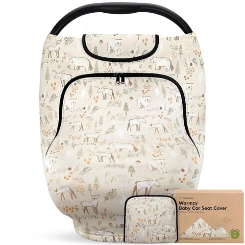 KeaBabies Winter Car Seat Cover Baby, Newborn - Universal Fit Infant Carseat Covers Baby Girl, Boy, Breathable, Lightweight Blanket, Easy to Use Stroller Canopy, Rain, Wind, Sun Shade (Wildwood)