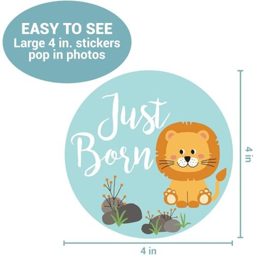 Baby Monthly Stickers | Zoo Animals Baby Milestone Stickers | Jungle Newborn Boy or Girl Stickers | Month Stickers for Baby Boy | Gender Neutral | Unisex Safari Newborn Monthly Milestones (Set of 24)
