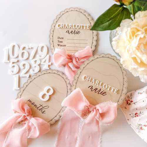 Wooden Baby Girl Bow Name Sign, Monthly Milestone Sign, Bow Hospital Baby Sign, Bow Monthly Milestone Markers, Baby Hospital Birth Stats