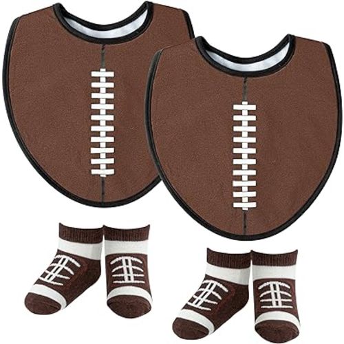 6Pcs Sport Cotton Baby Bib Unisex Baby Sport Bibs with Stock Hook Loop Closure Keepsake Gift for Newborn Infant Feeding