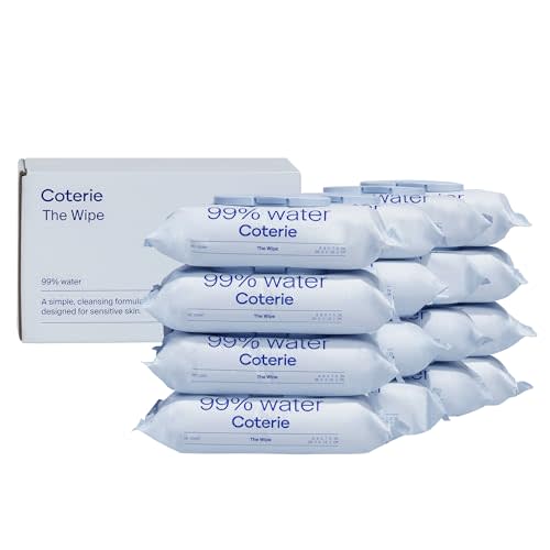 Coterie Baby Wipes for Sensitive Skin, Plant-Based and Plastic-Free Fibers, 99% Water, Hypoallergenic, pH Balanced, Unscented, Clean and Gentle Baby Essentials, 16 Pack, 896 Count