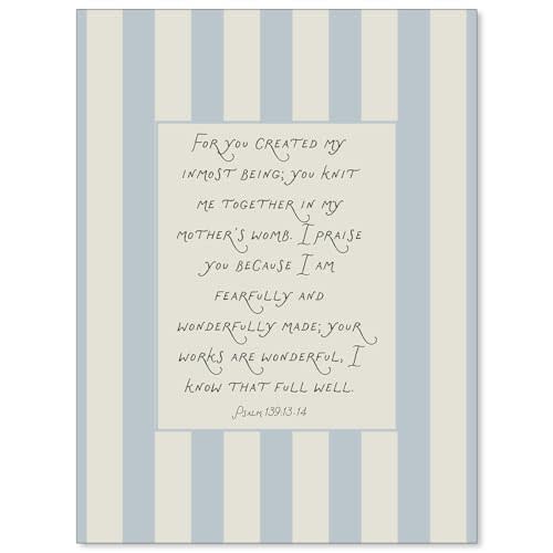 Haitunone Fearfully and Wonderfully Made Wall Art Christian Bible Verse Psalm Poster Blue Religious Faith Scripture Canvas Prints for Nursery Prayer Room Wall Decor 12x16 inch Unframed