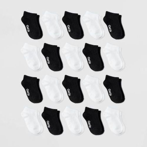 Baby 20pk Low Cut Socks - Cat & Jack™ Black/white 12-24m