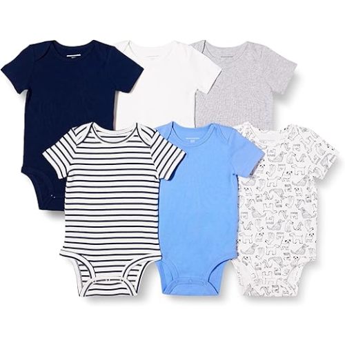 Amazon Essentials Unisex Babies' Short-Sleeve Bodysuits, Multipacks