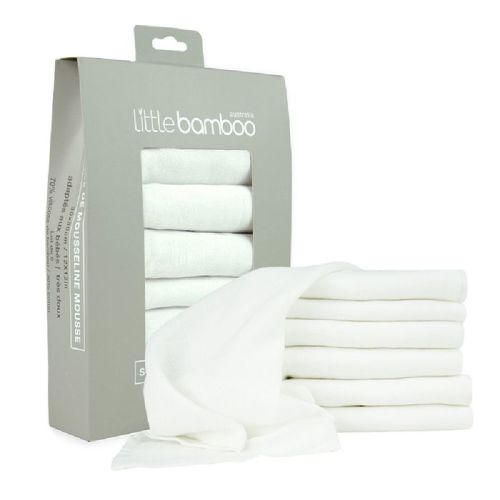 Little Bamboo Muslin Wash Cloth Natural 6 Pack. | Face Washers | Baby Bunting AU