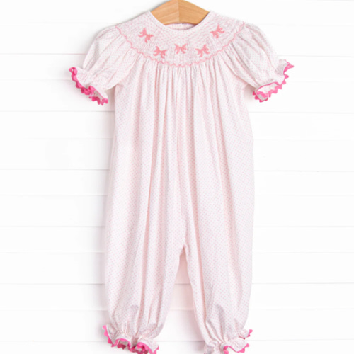 Bow Beauty Smocked Romper, Pink – Stitchy Fish