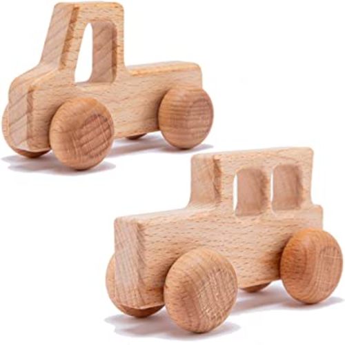 2PC Truck Shape Wooden Rattles Baby Teether Toys Montessori Inspired Teething Push Toys Perfect Shower Gift for Baby