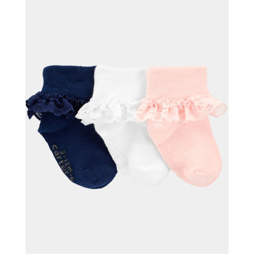 Baby Girl 3-Pack Lace Cuff Socks
