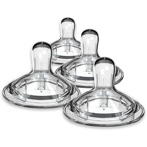 Nanobebe Nipples Baby Bottle Nipples, Silicone Nipple, Triple Vented, Ready to Use, 4 Pack, Slow Flow