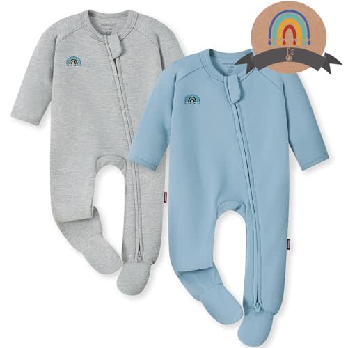 Momcozy Boy Girl Baby Pajamas Onesie, 0-24 M Temp-Sensing 2-Way Zipper Cotton & Viscose Derived from Bamboo Newborn Sleepers