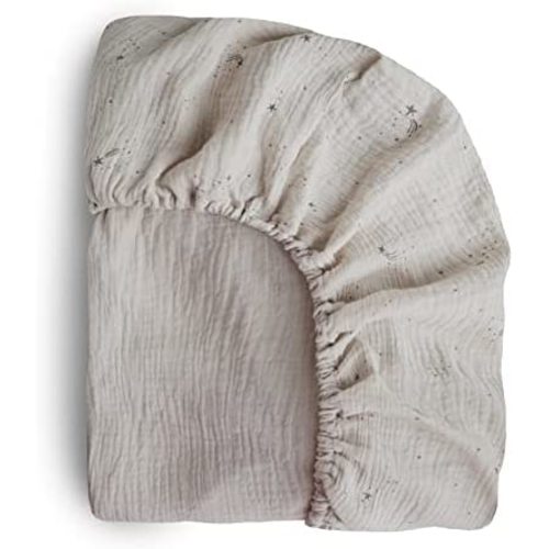 mushie Extra Soft Muslin Fitted Crib Sheet | 28"x 52" (Falling Stars)
