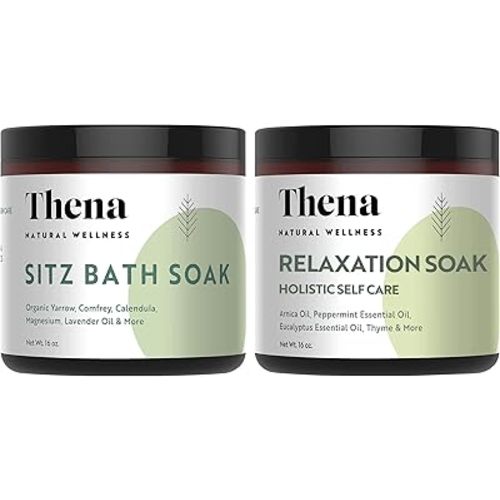 Thena Organic Sitz Bath Soak & Relaxation Soak Bundle | 100% Natural & Relaxing for Detox Stress Relief with Arnica Peppermint Postpartum Essentials