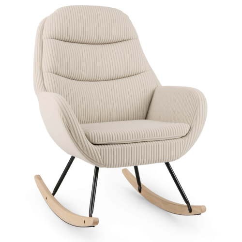 Costway 1 PCS Upholstered Rocking Chair with Padded Backrest & Seat Rubber Wood Feet Metal Frame - Walmart.ca
