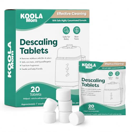 Descaling Tablets for Bottle Washer & Warmers (20 Count) - Descaler Tablets, Removes Limescale Milk Residue & Mineral Buildup - Compatible with Momcozy, Baby Brezza & GROWNSY