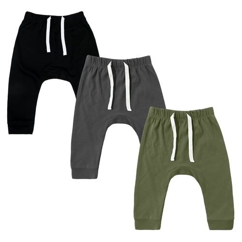 SOBOWO Newborn Baby Boy Girl 3-Pack Joggers Infant Baby Cotton Harem Pants for Toddler Boys Girls 0-3T Interlock 195 GSM