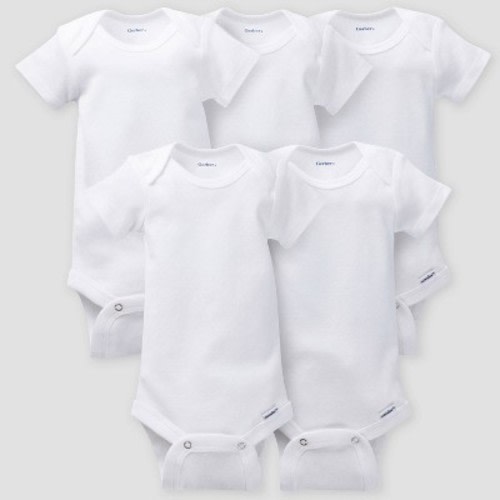 Gerber Baby 5pk Short Sleeve Onesies - White 0-3M