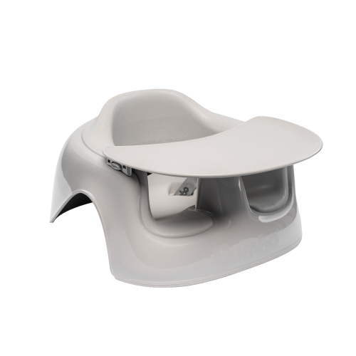 Bumbo Floor Seat Lite & Tray Combo for Infant Feeding and Play, Plastic, Grey