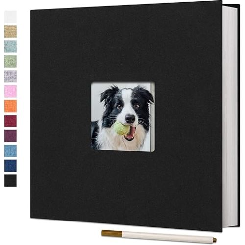 Vienrose Large Photo Album Self Adhesive for 4x6 8x10 Pictures Linen Scrapbook Album DIY 60 Blank Pages with A Metallic Pen