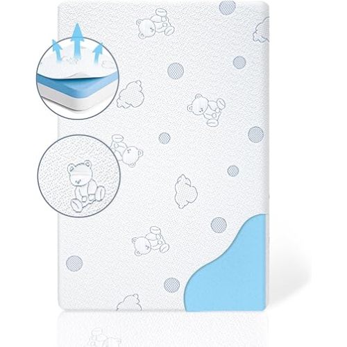 Pack and Play Mattress, 38x26 Breathable Dual Sided Pack N Play Mattresses Pad with Soft Jacquard Cover, Thick High Resilience Memory Foam Crib Mattress for Baby Toddlers, Portable & Washable