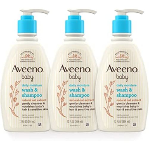 Aveeno Baby Moisture Body Wash & Shampoo, Oat Extract, 3 x 12 Fl. Oz