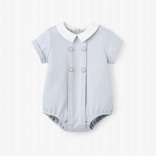 3-6 Month Organic Lt. Blue Double Knit Button Front Bubble
