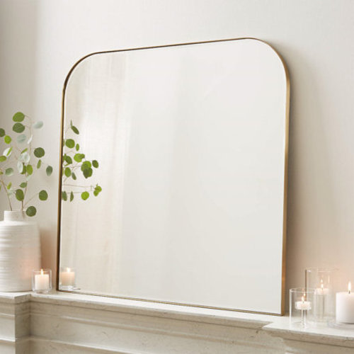 Wade Logan® Bhargava Large Mantel Mirror Arched Rounded Corner Wall Mirror For Bathroom, Living Room | Wayfair