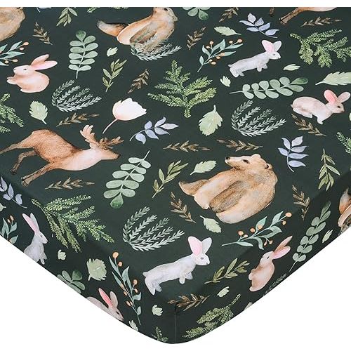 JISEN Fitted Crib Sheets 1 Piece Soft Breathable Baby Crib Sheets for Standard Crib and Toddler Mattress Baby Bed Sheets for Crib for Baby Boys Girls Neutral 28x52 Inch Bear