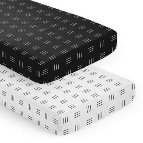 Sweet Jojo Designs Boy, Girl, Gender Neutral Fitted Crib Sheets Set Boho Hatch Black And White 2pc